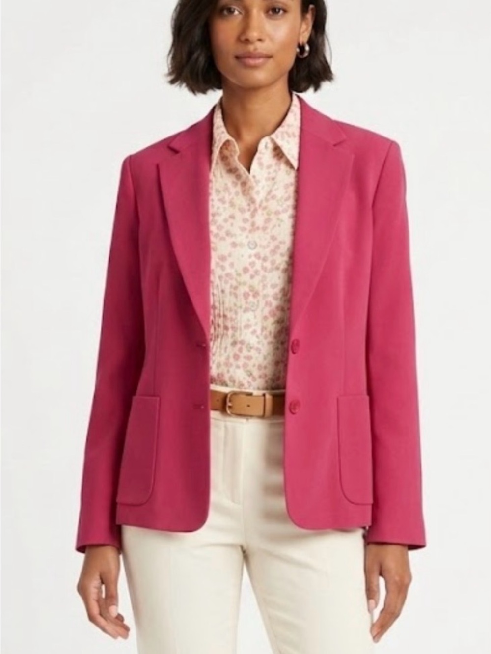 Vintage Josephine Chaus Fuchsia Blazer & Floral Trousers Professional Set Size 4